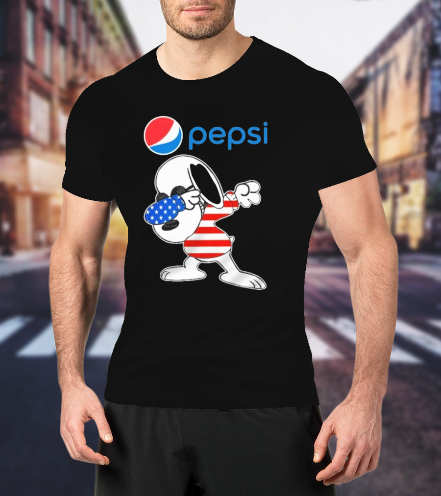 Pepsi Snoopy Dabbing American Flag USA T-Shirt