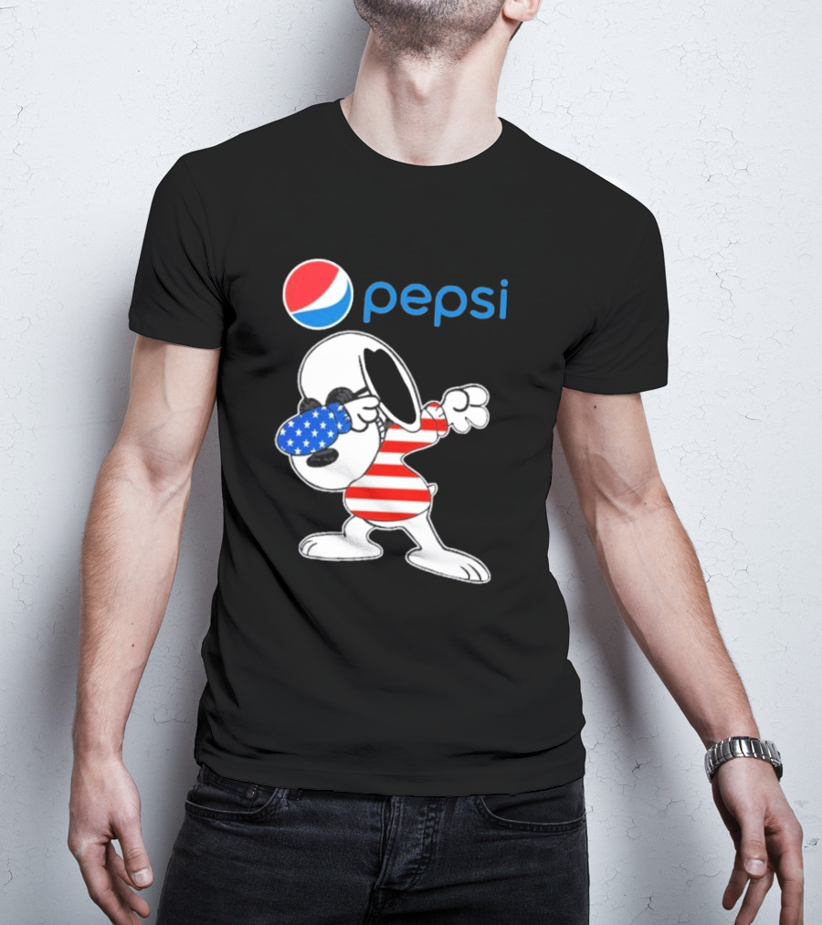 Pepsi Snoopy Dabbing American Flag USA T-Shirt