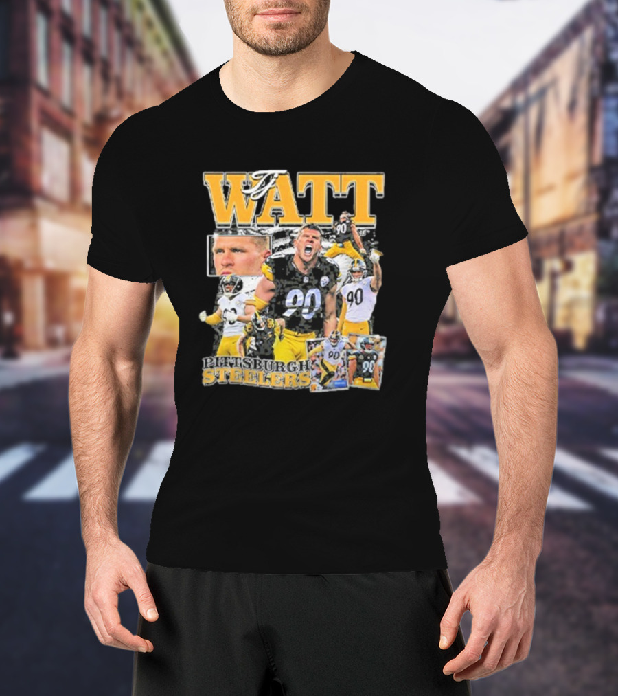 Pittsburgh Steelers TJ Watt 90 Collage T-Shirt