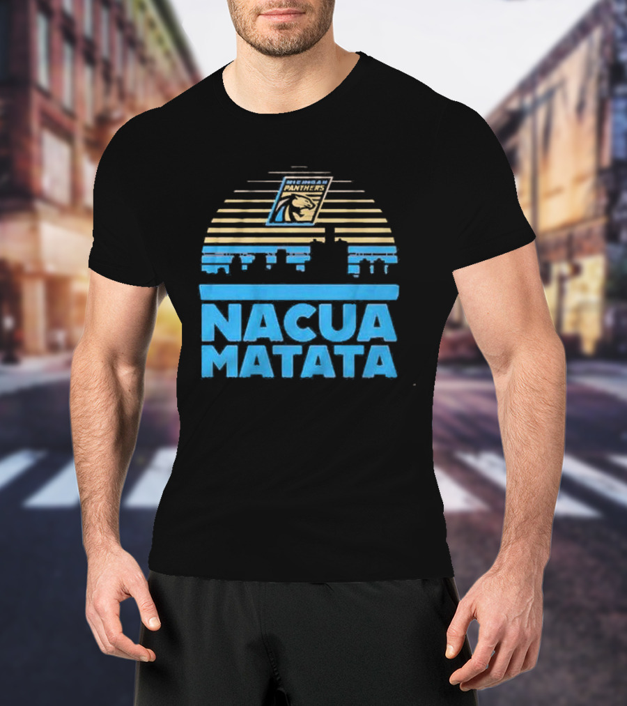 Nacua Matata Michigan Panthers Skyline Lion Icon T-Shirt