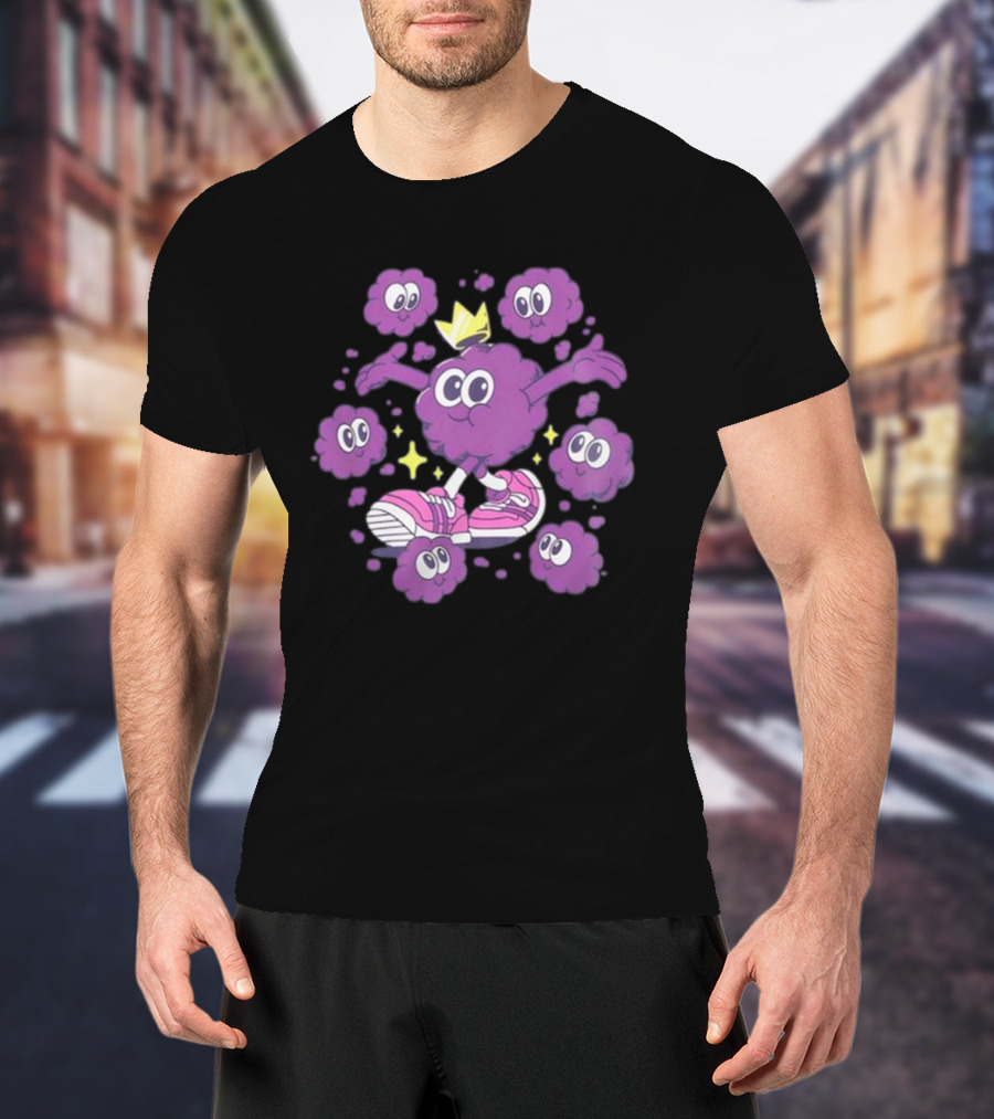 Ranboo Particle Palooza Purple Crowned Character With Sneakers And Sparkles T-Shirt