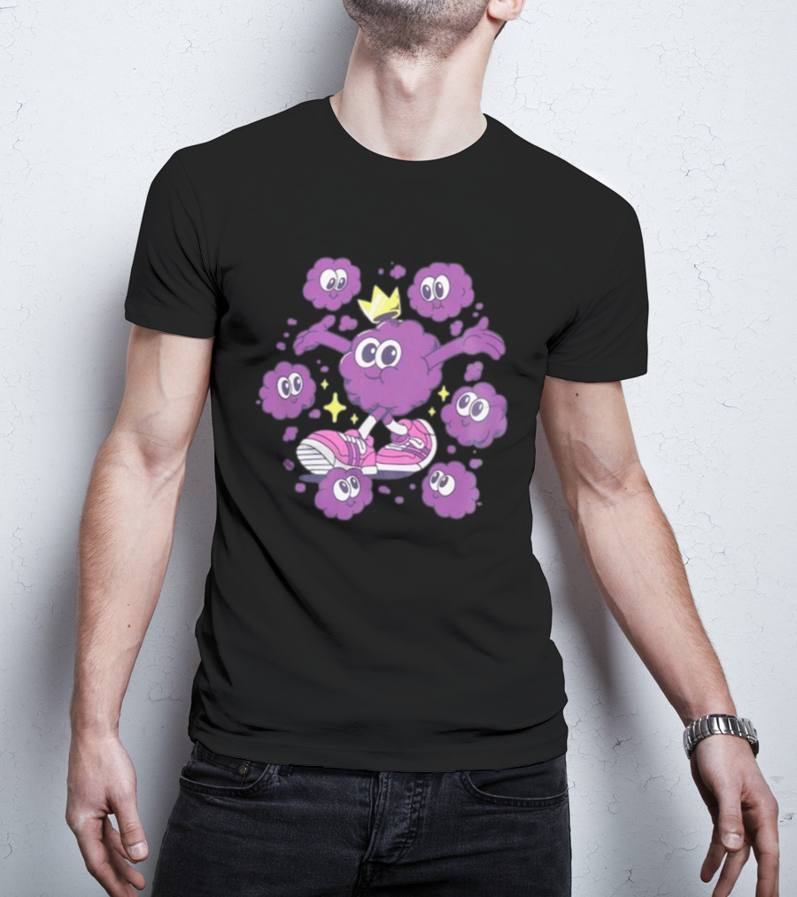 Ranboo Particle Palooza Purple Crowned Character With Sneakers And Sparkles T-Shirt