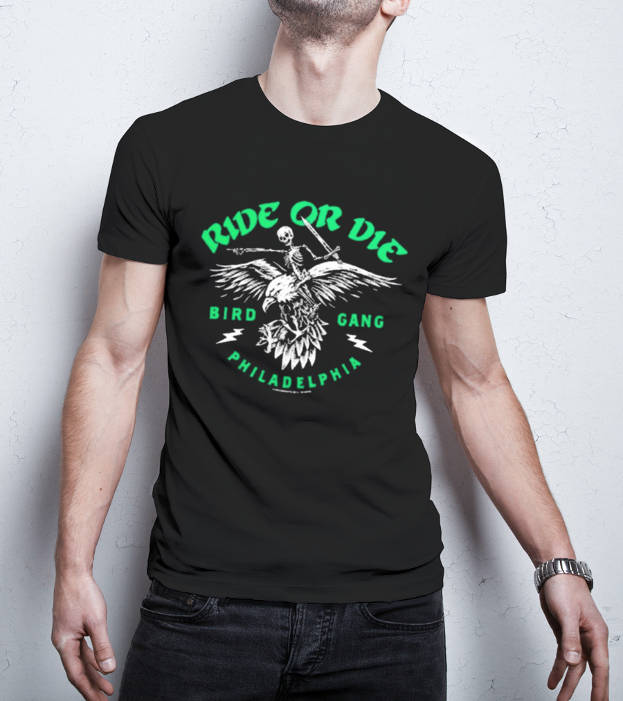 Ride Or Die Bird Gang Philadelphia Skeleton Eagle T-Shirt
