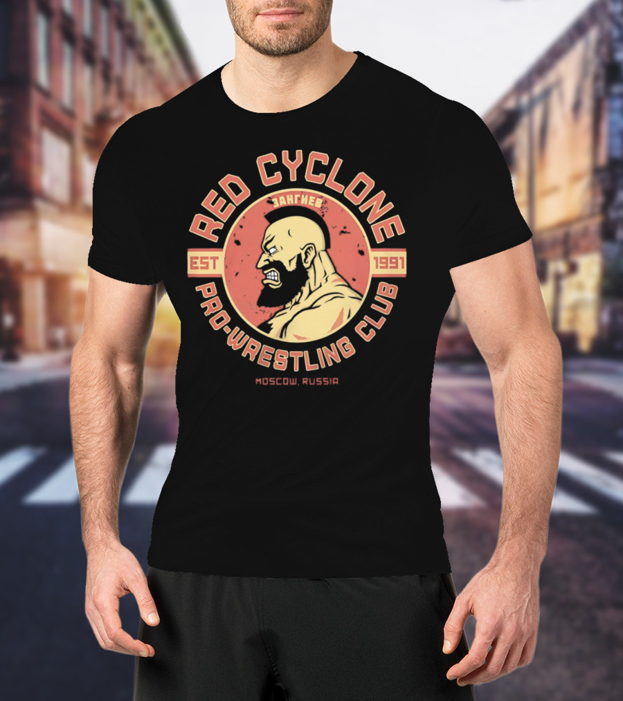Red Cyclone Zangief Pro Wrestling Club Est 1991 Moscow Russia T-Shirt