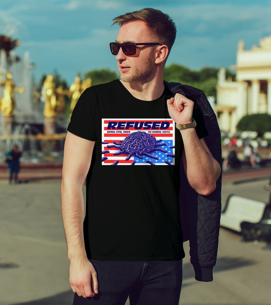 Refused April 5th 2025 The Showbox Seattle Flag And Worms Artwork T-Shirt