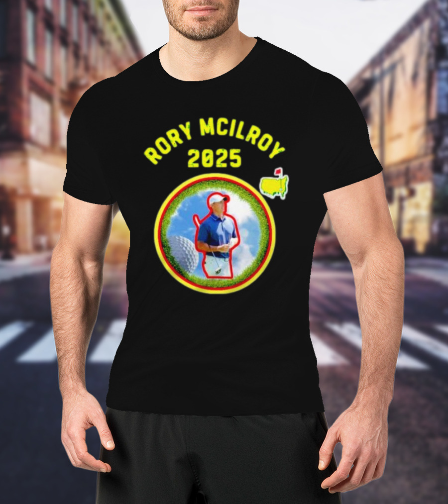 Rory McIlroy 2025 Masters Tournament Vintage Golf Circle Clouds Fairway T-Shirt