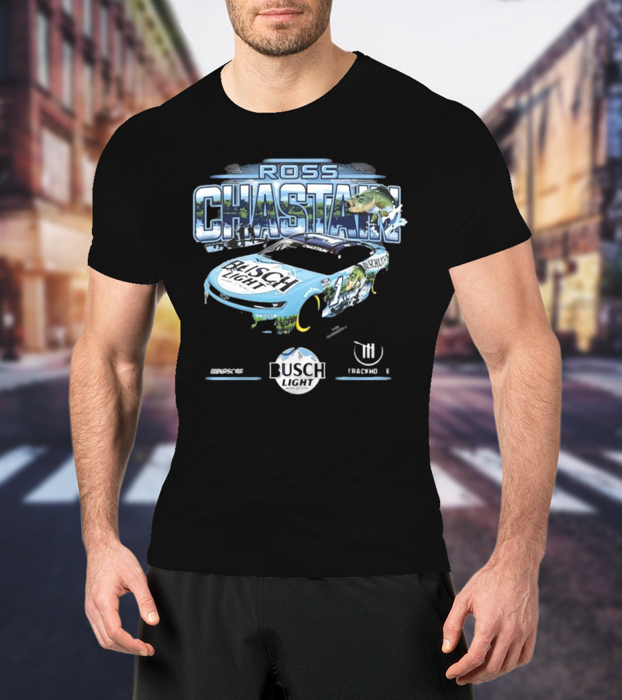 Ross Chastain Busch Light Trackhouse Racing Team Bass Car T-Shirt