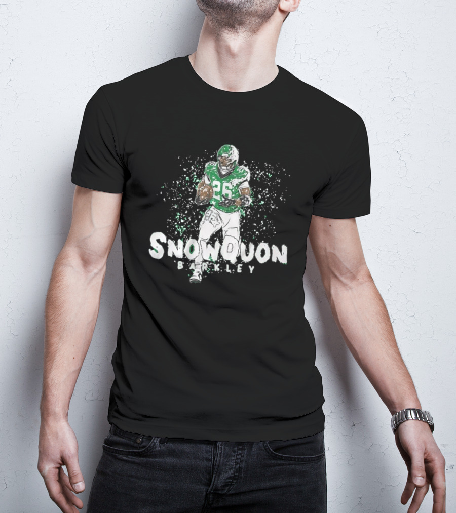 Snowquon Barkley 26 Football Player In Green And White Snow Effect T-Shirt