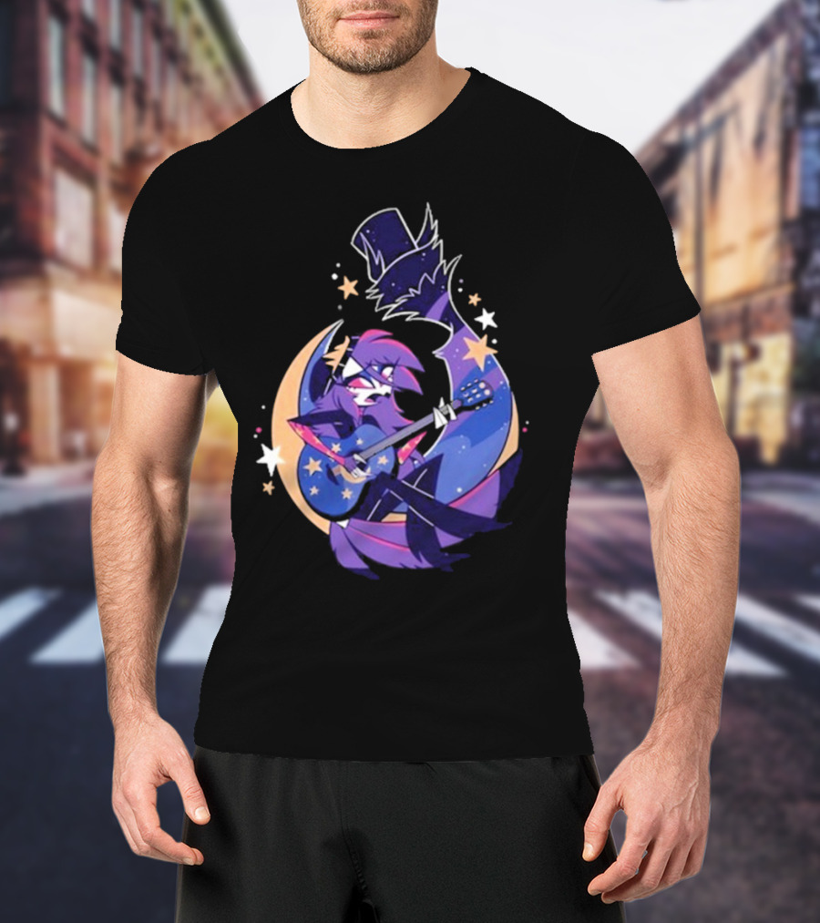 Sharkrobot I Will Be Okay Celestial Guitarist Fox In Top Hat With Stars And Moon T-Shirt
