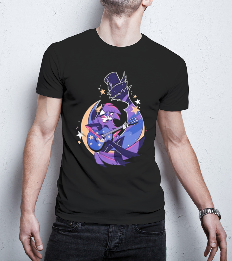 Sharkrobot I Will Be Okay Celestial Guitarist Fox In Top Hat With Stars And Moon T-Shirt