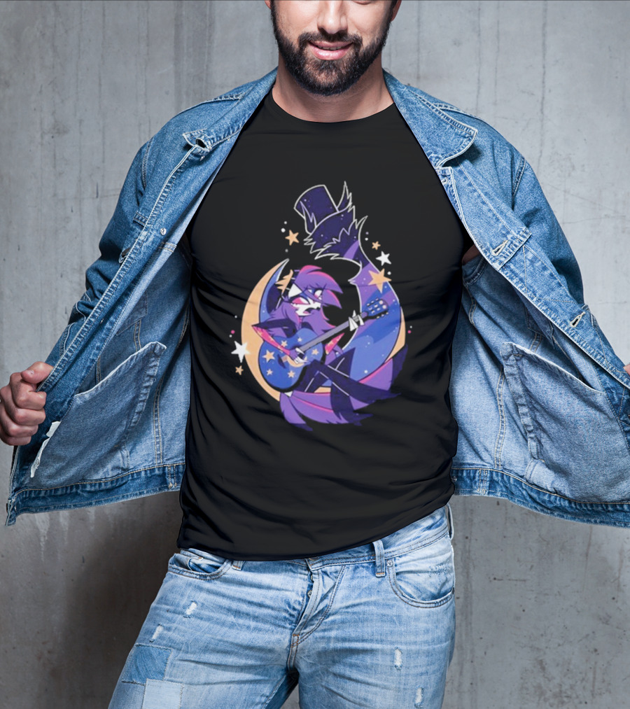 Sharkrobot I Will Be Okay Celestial Guitarist Fox In Top Hat With Stars And Moon T-Shirt