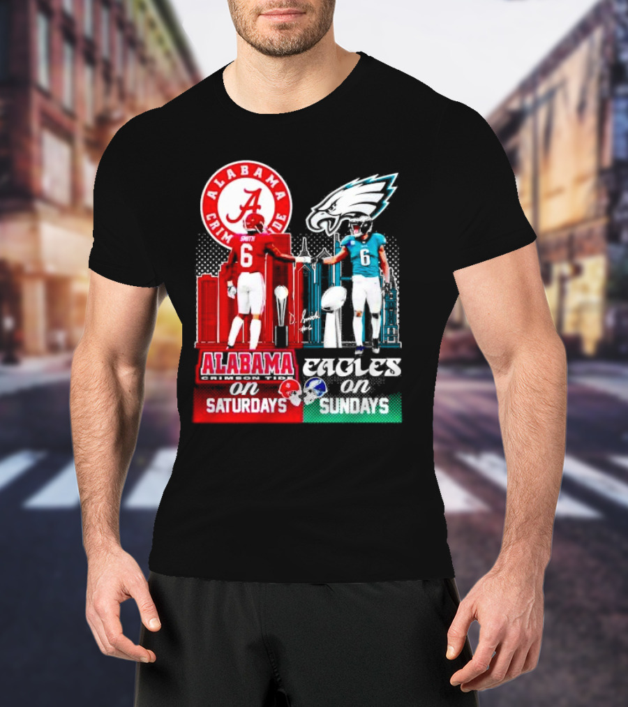 Alabama Crimson Tide Saturdays And Philadelphia Eagles Sundays Smith T-Shirt
