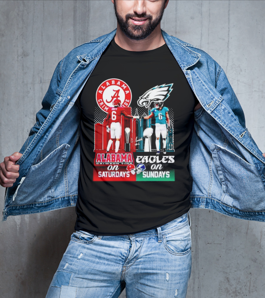 Alabama Crimson Tide Saturdays And Philadelphia Eagles Sundays Smith T-Shirt