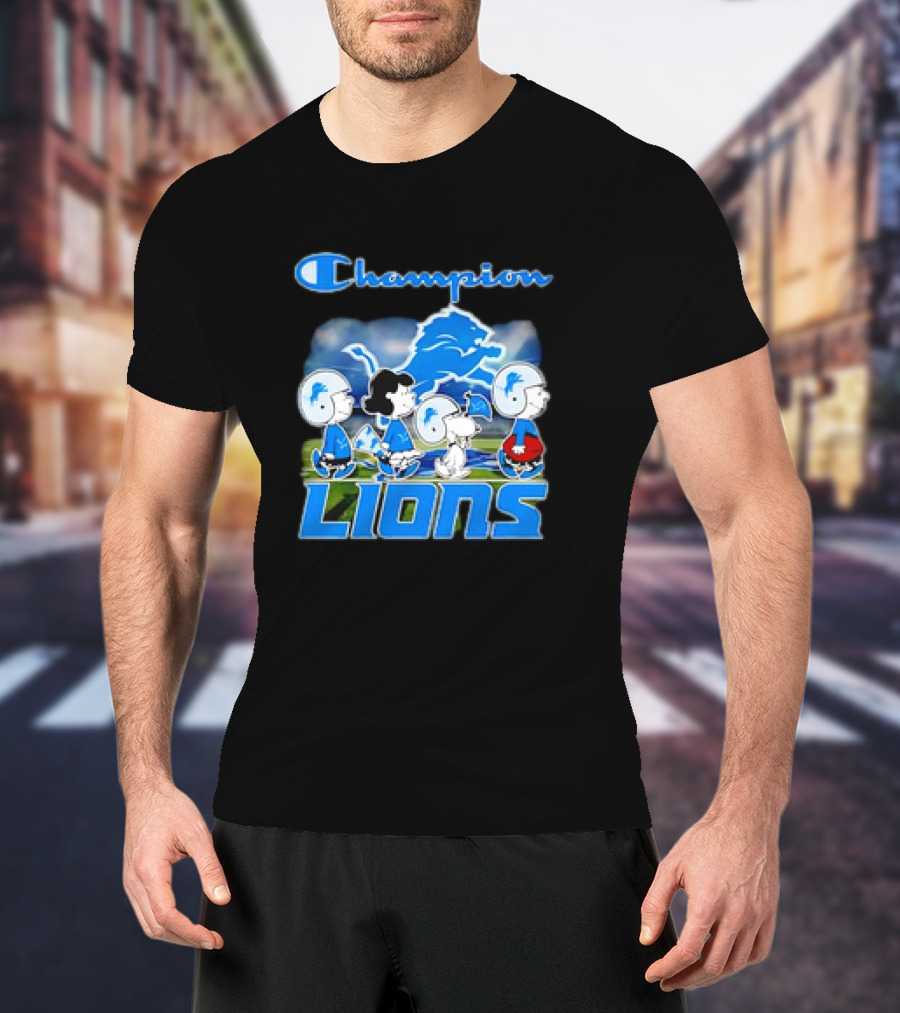 Champion Lions Snoopy Charlie Brown And Friends Detroit T-Shirt