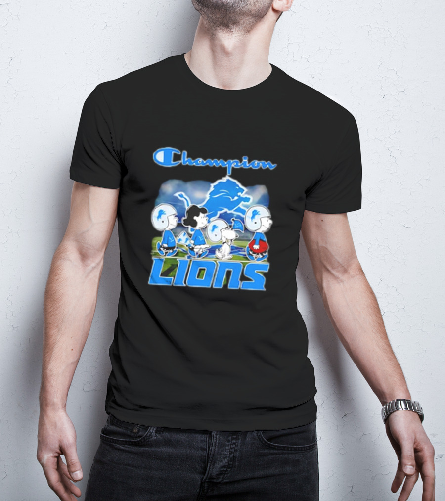 Champion Lions Snoopy Charlie Brown And Friends Detroit T-Shirt