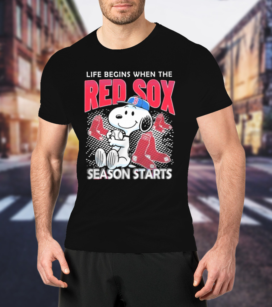 Snoopy Life Begins When The Red Sox Season Starts T-Shirt