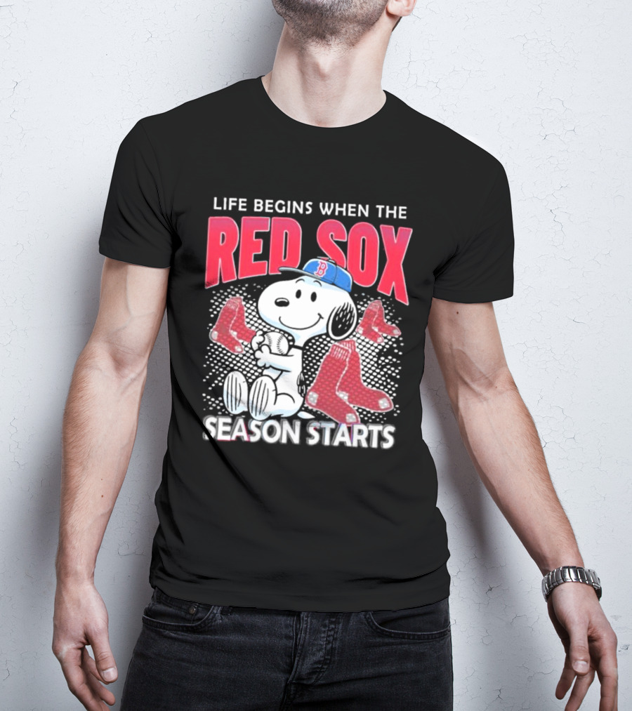 Snoopy Life Begins When The Red Sox Season Starts T-Shirt