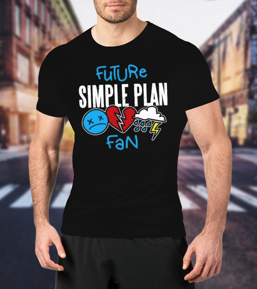 Future Simple Plan Fan With Emojis Of Heart And Lightning Cloud T-Shirt