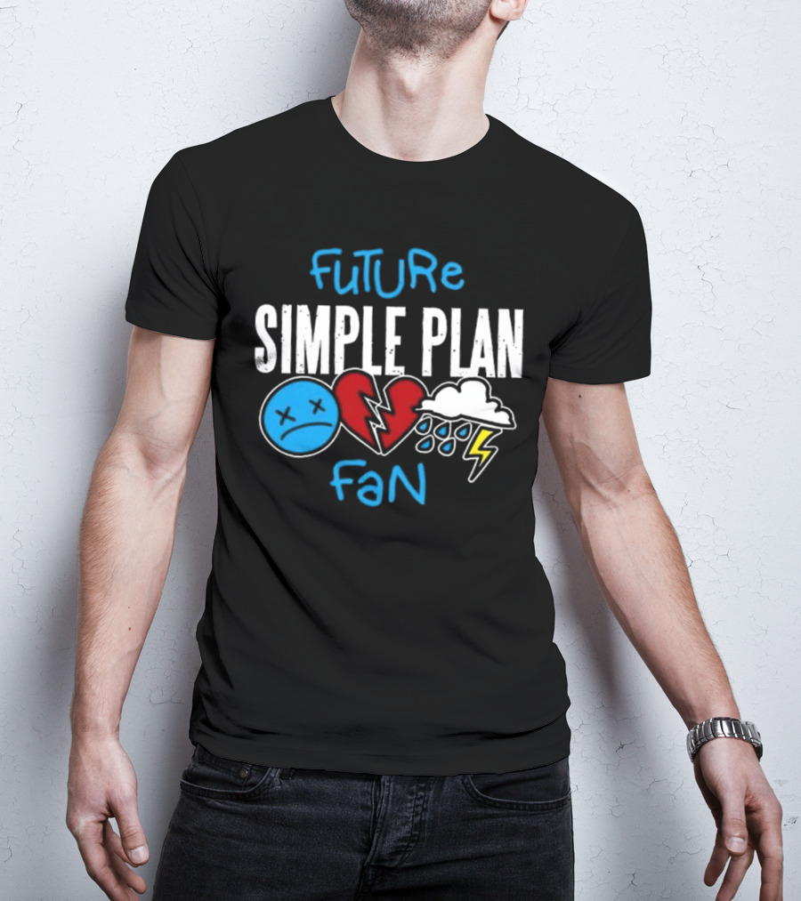 Future Simple Plan Fan With Emojis Of Heart And Lightning Cloud T-Shirt