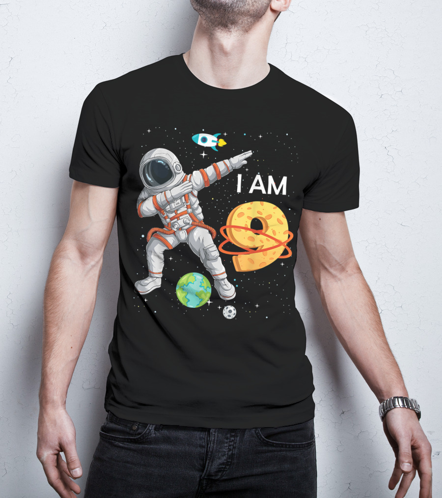 I Am 9 Years Old Birthday Boy Astronaut Space 9th B-Day T-Shirt