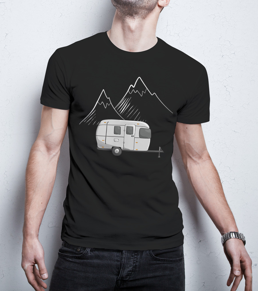 Airstream Camping Trailer With Mountain Outline T-Shirt