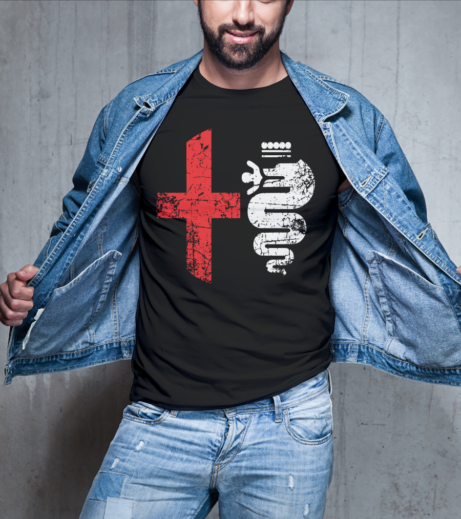 Alfa Car Drivers Stylish Grunge Red Cross Serpent T-Shirt