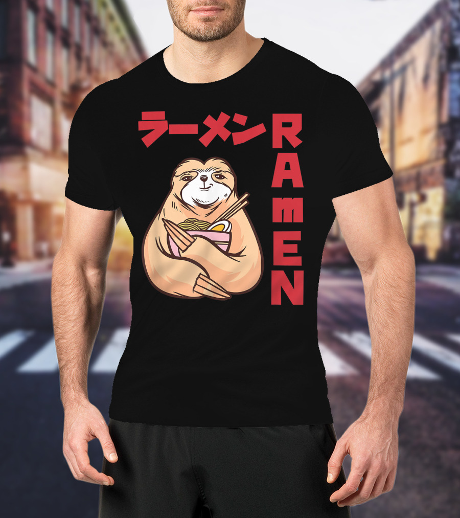 Kawaii Ramen Sloth Anime Noodles Japanese Sketching T-Shirt