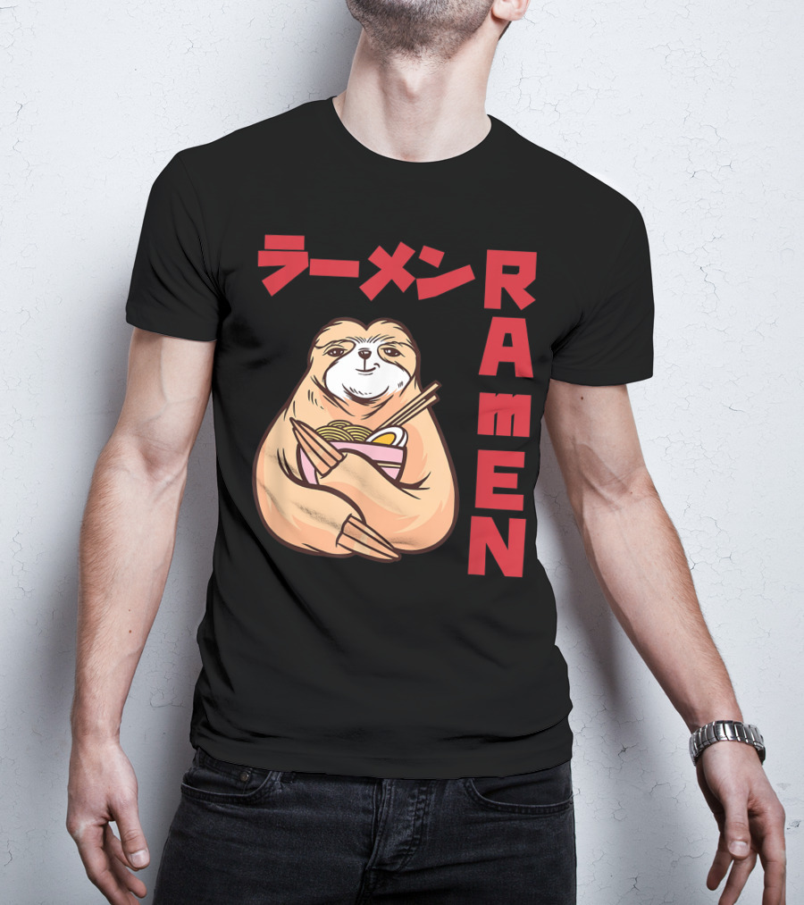 Kawaii Ramen Sloth Anime Noodles Japanese Sketching T-Shirt