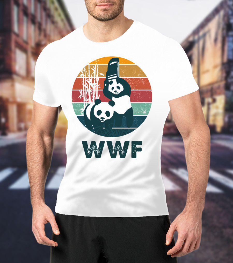 WWF Panda Retro Bamboo Scene T-Shirt