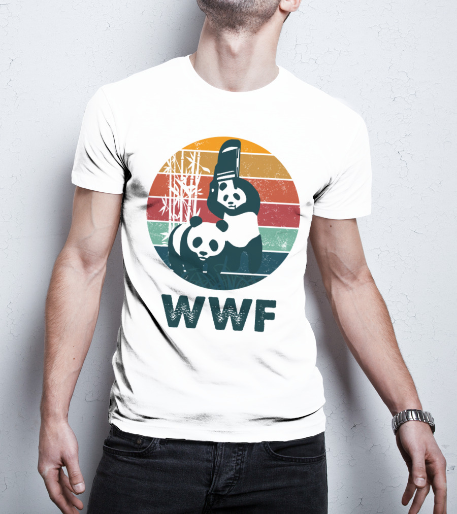 WWF Panda Retro Bamboo Scene T-Shirt