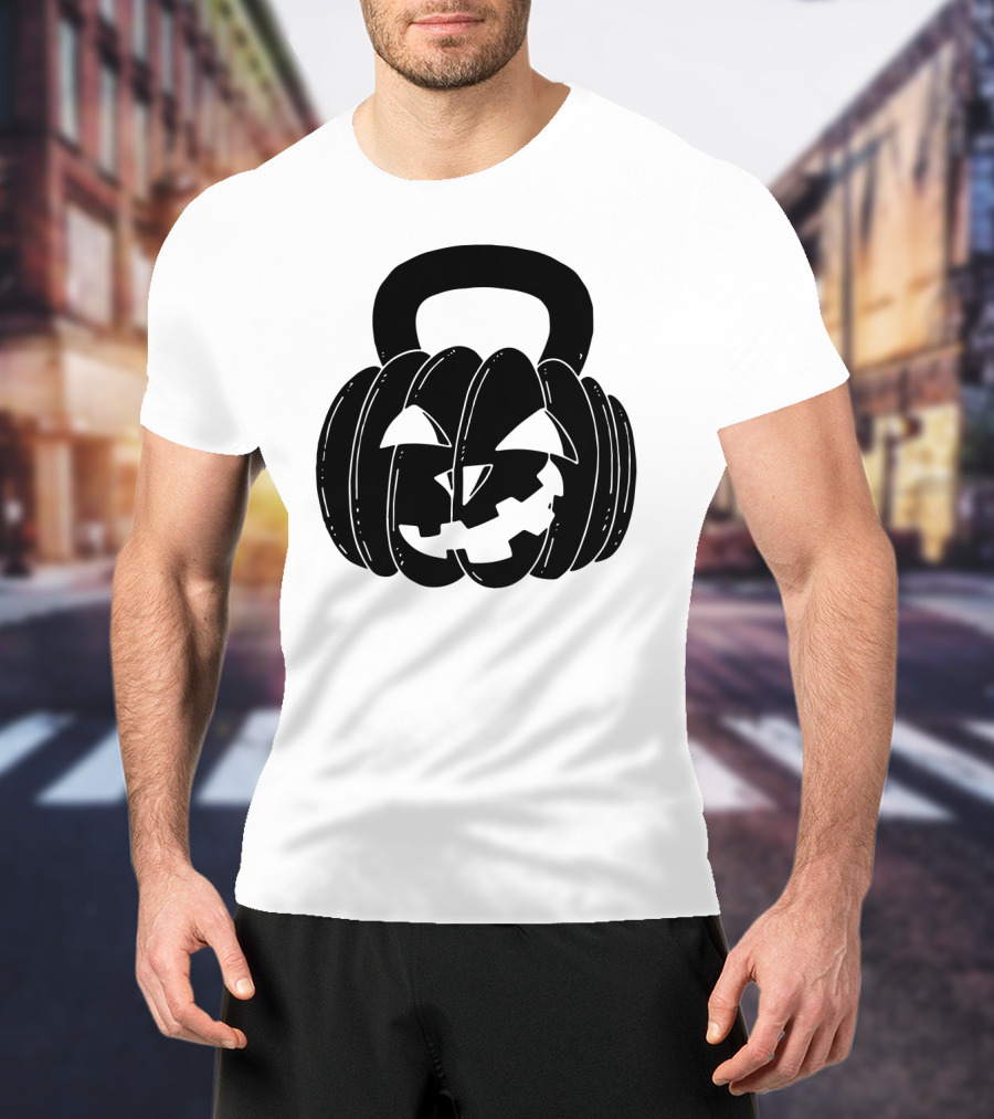 Pumpkin Halloween Kettlebell Fitness Jack-O'-Lantern T-Shirt