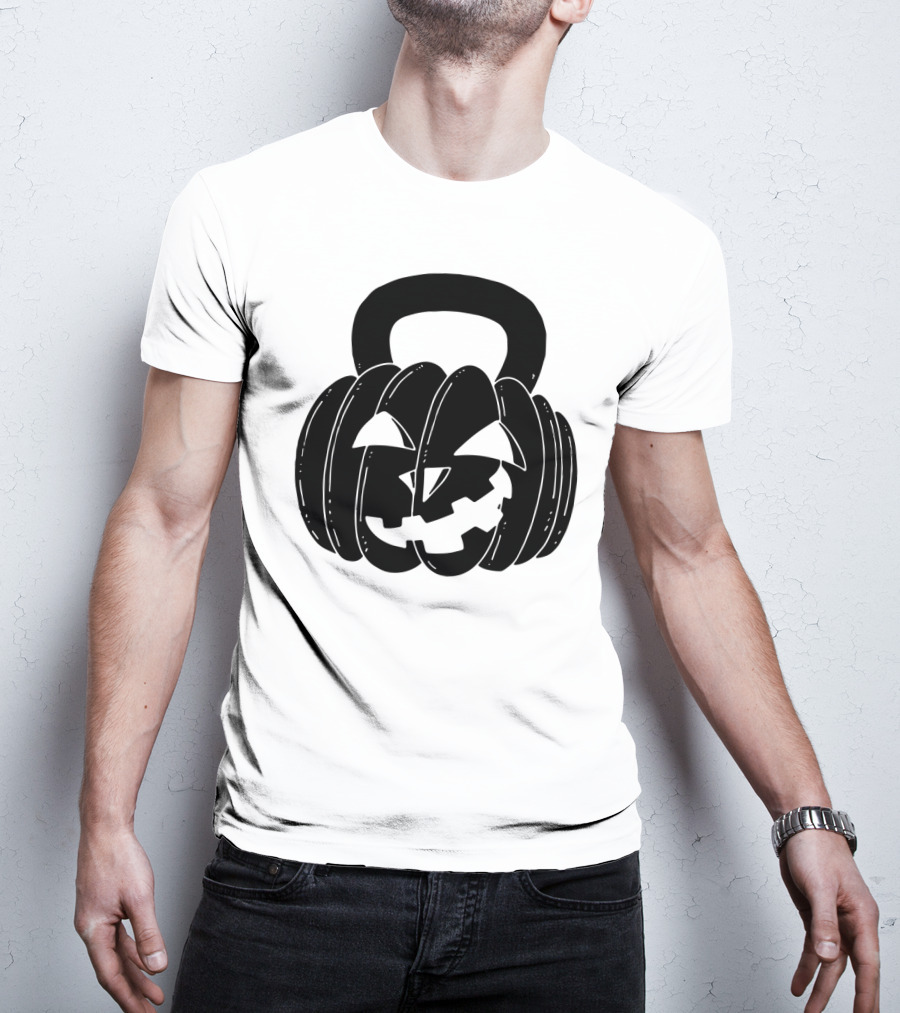 Pumpkin Halloween Kettlebell Fitness Jack-O'-Lantern T-Shirt