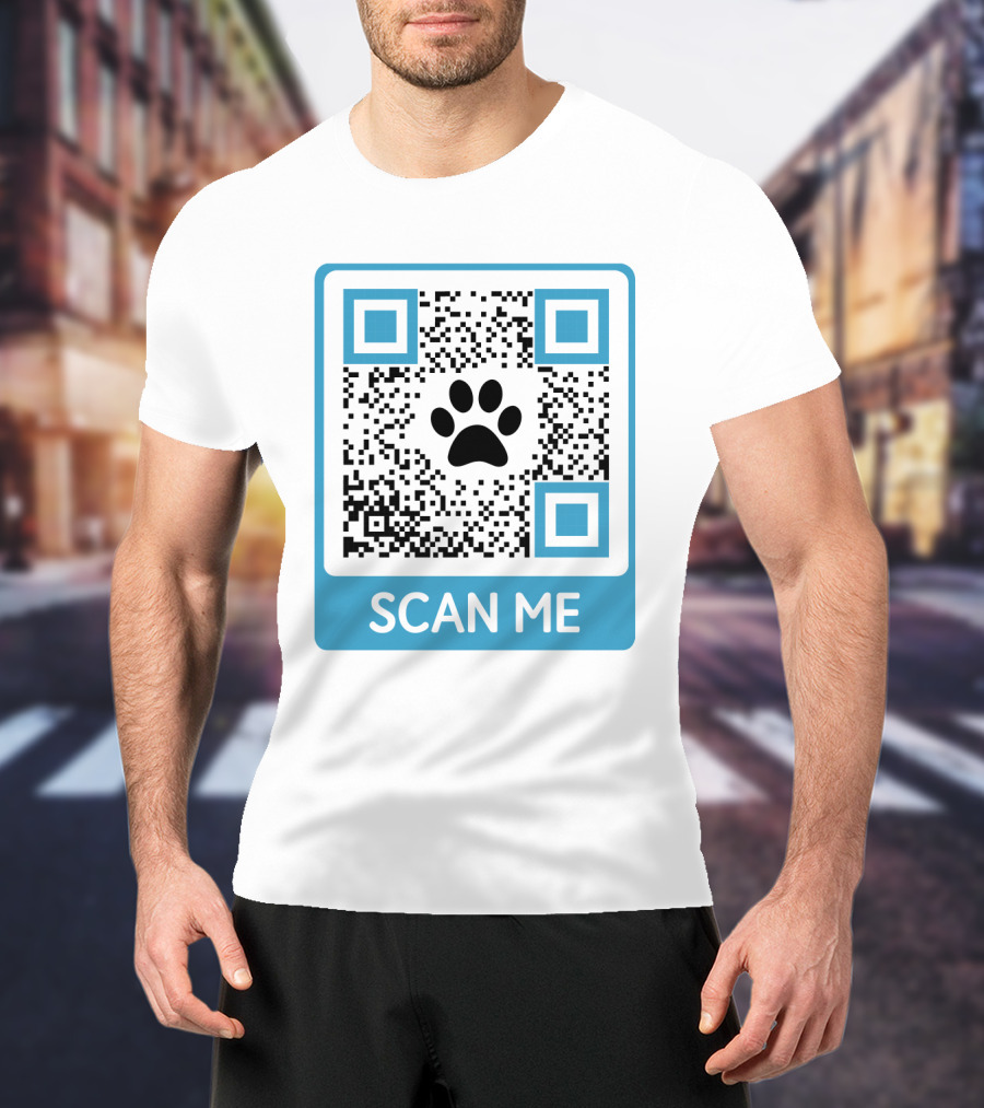 Scan Me QR Code With Dog Paw T-Shirt