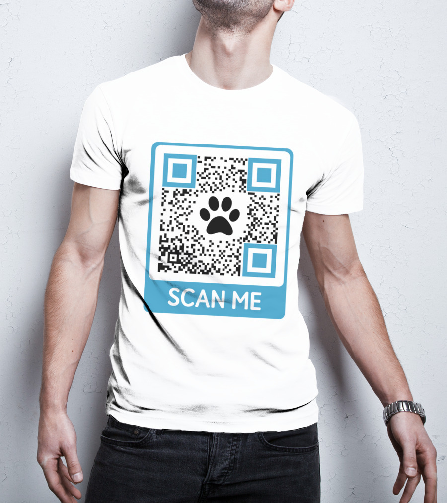 Scan Me QR Code With Dog Paw T-Shirt