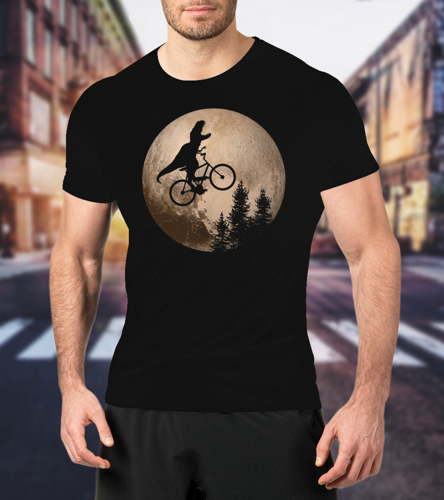 T Rex Riding A Bicycle Across Pluto T-Shirt