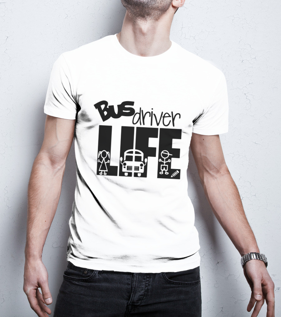 Bus Driver Life With Kids And School Bus Elements T-Shirt