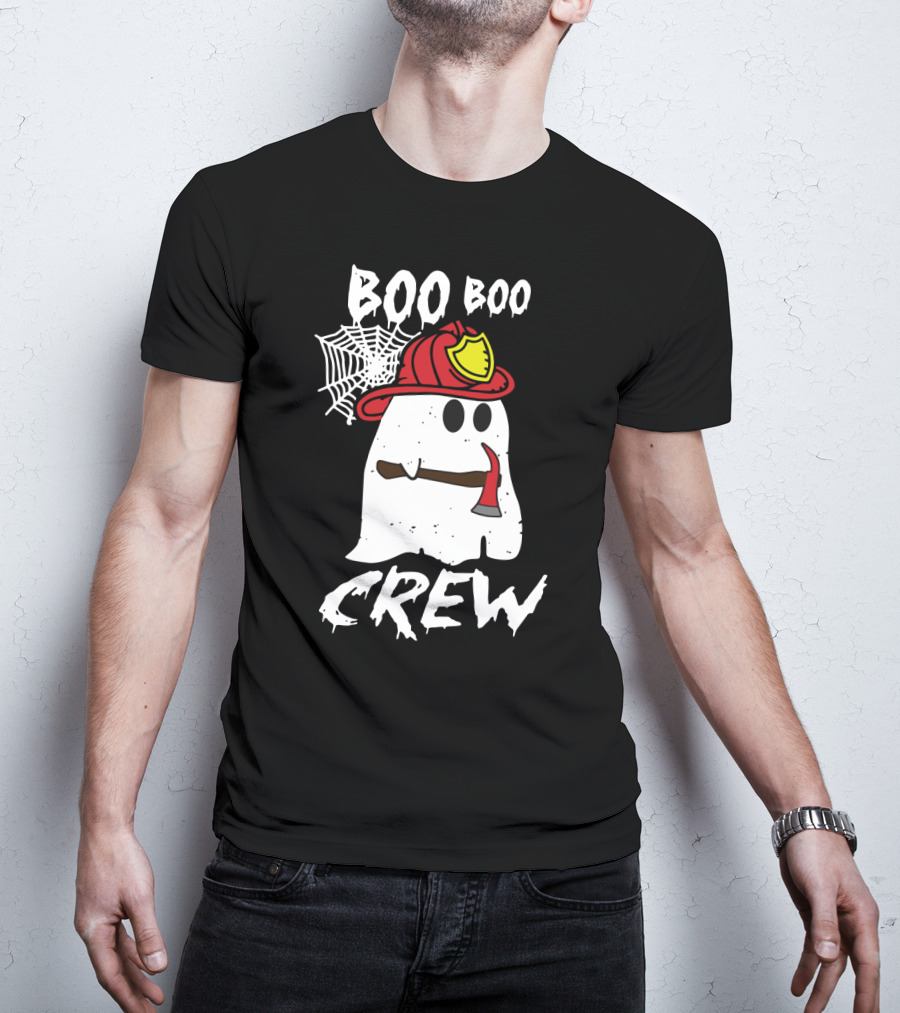 Boo Boo Firefighter Crew Ghost With Axe And Helmet T-Shirt
