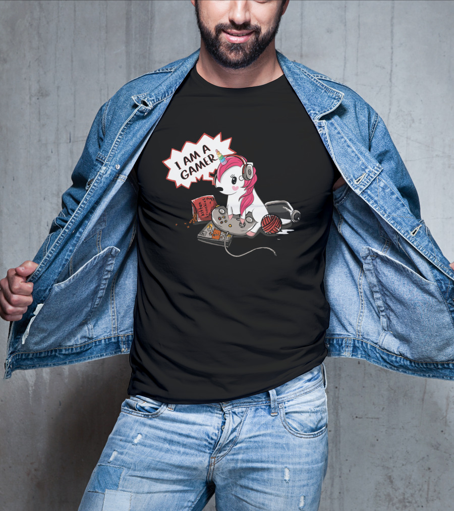 I Am A Gamer Unicorn Headset Controller Fantasy Adventure T-Shirt