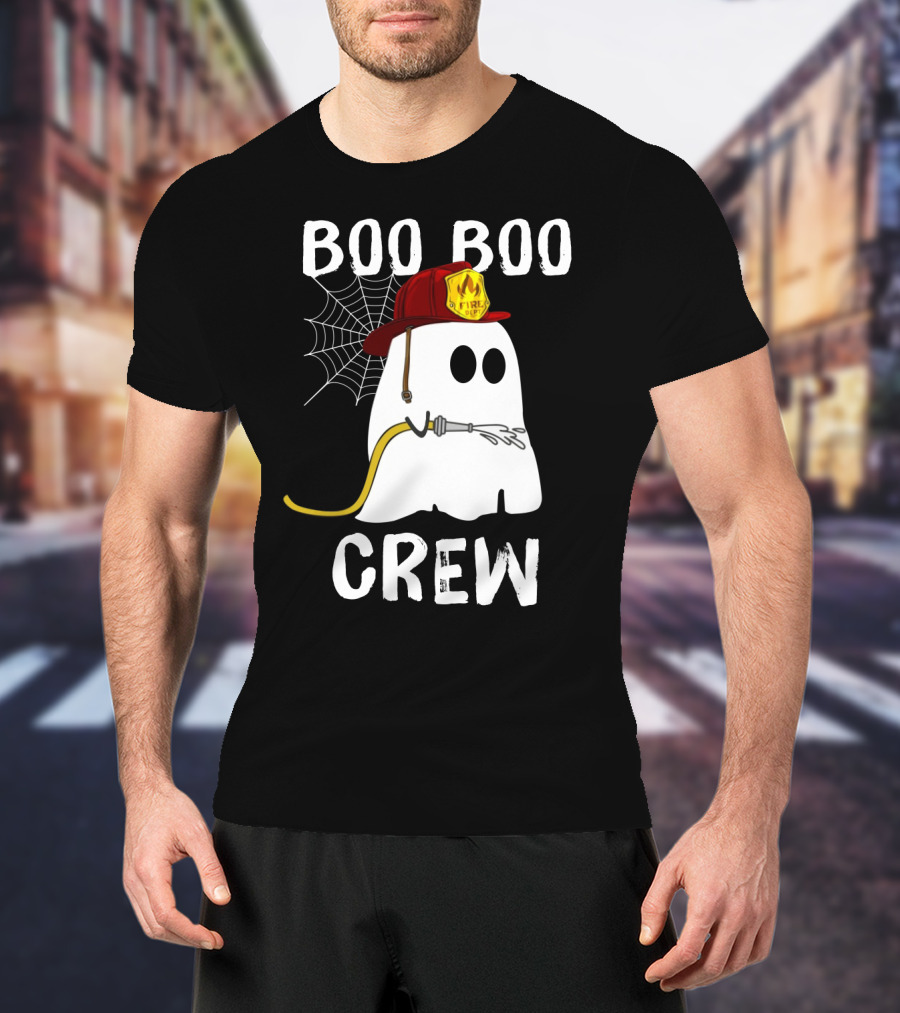 Boo Boo Crew Ghost Firefighter Web Badge T-Shirt