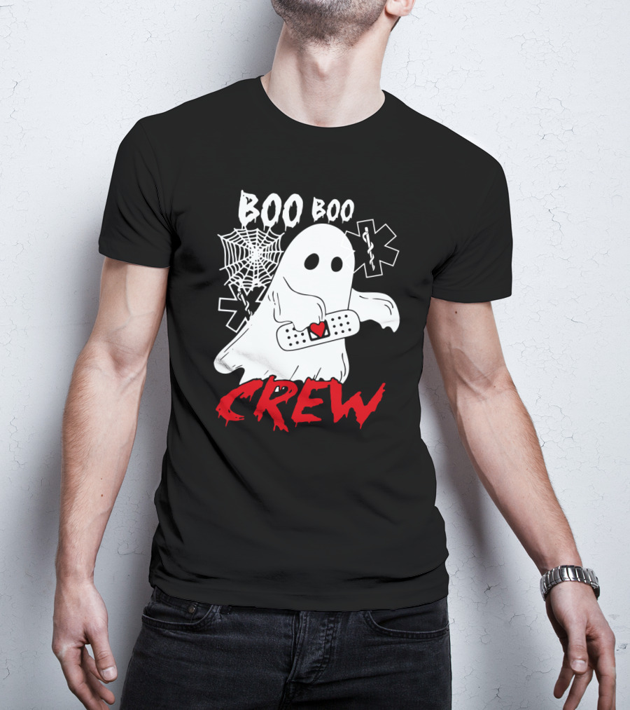 EMT Boo Boo Crew Ghost With Bandage And Cobweb T-Shirt