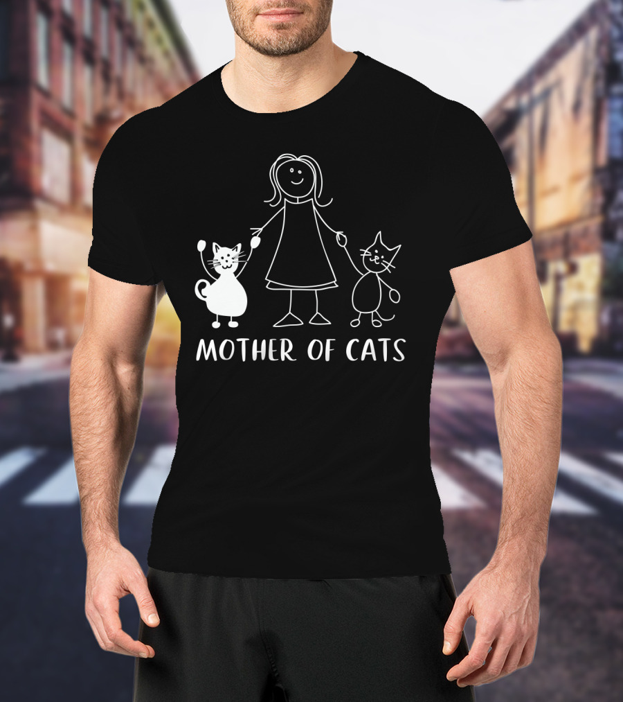 Mother Of Cats Stick Figure With Cats T-Shirt