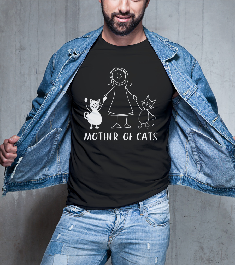 Mother Of Cats Stick Figure With Cats T-Shirt