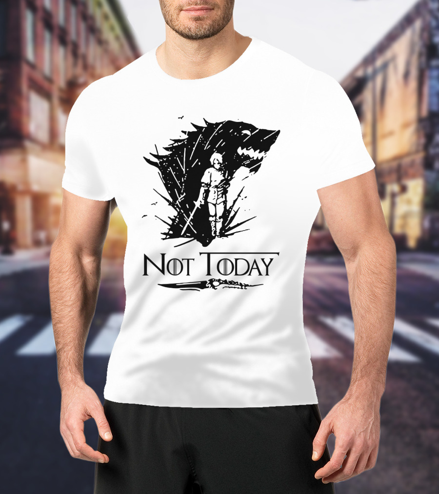 Not Today Sword Character With Direwolf Shadow T-Shirt