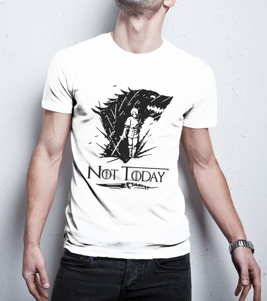 Not Today Sword Character With Direwolf Shadow T-Shirt