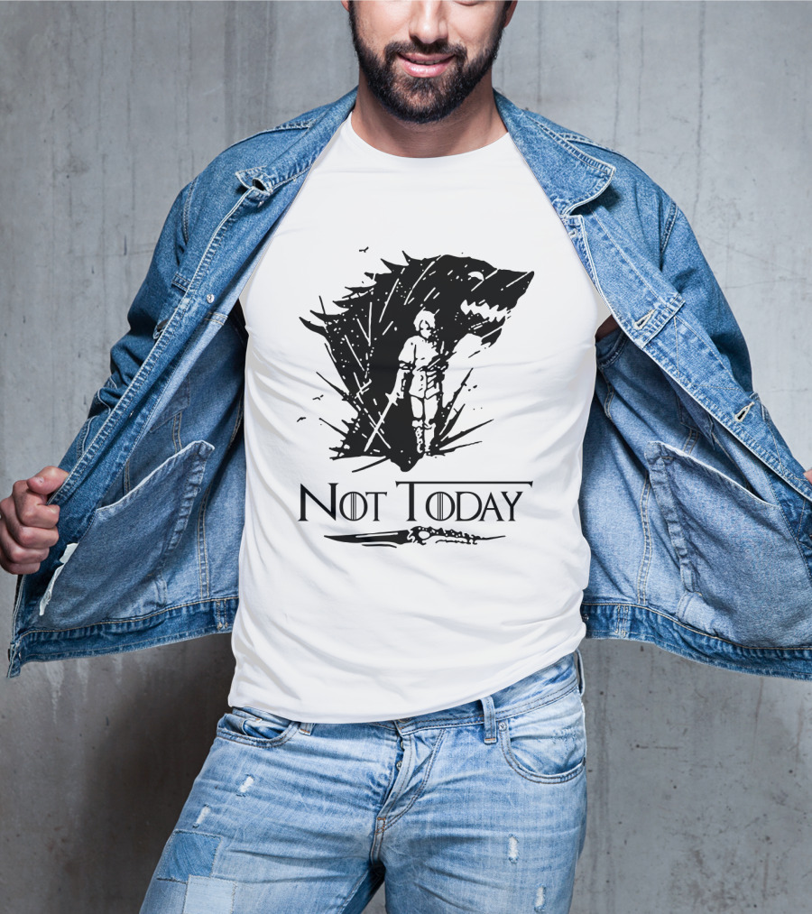 Not Today Sword Character With Direwolf Shadow T-Shirt