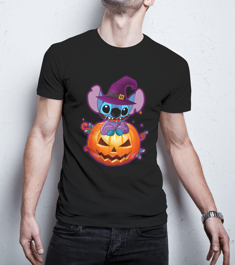 Stitch Witch Pumpkin Halloween Jack-O'-Lantern T-Shirt