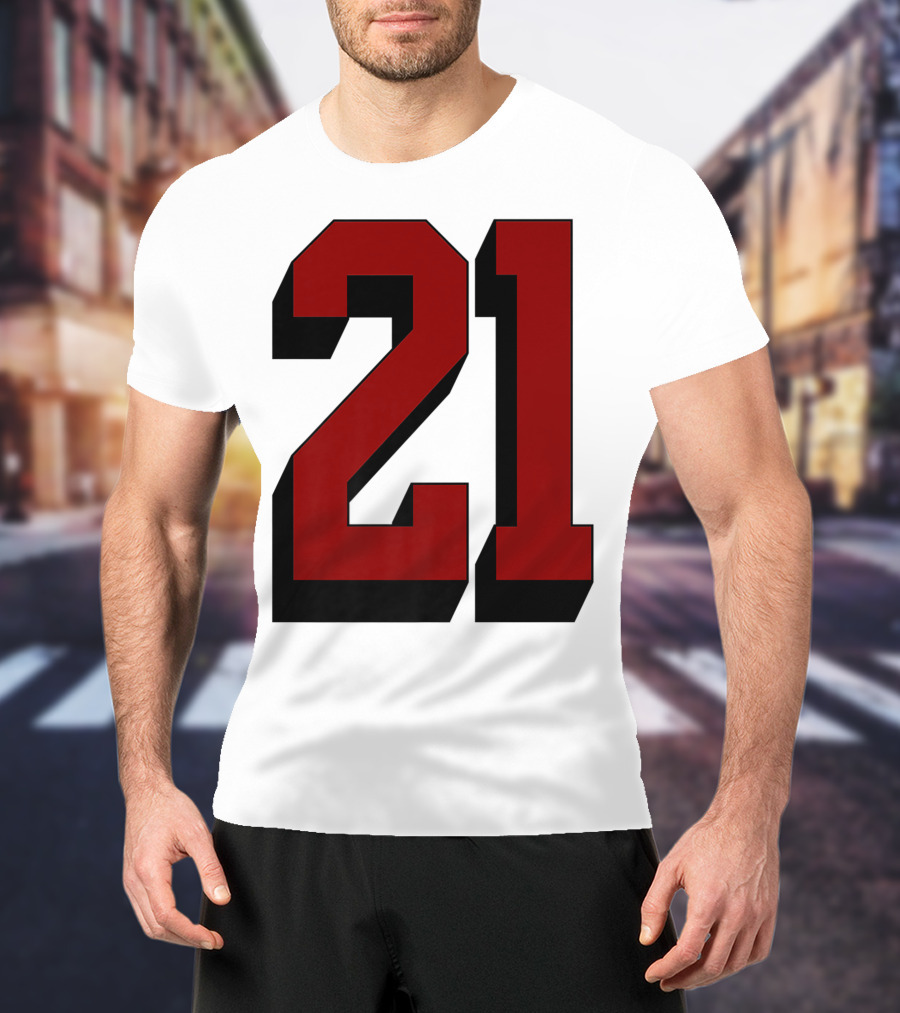 Number 21 Varsity Fan Sports Team White Jersey Premium 21 T-Shirt