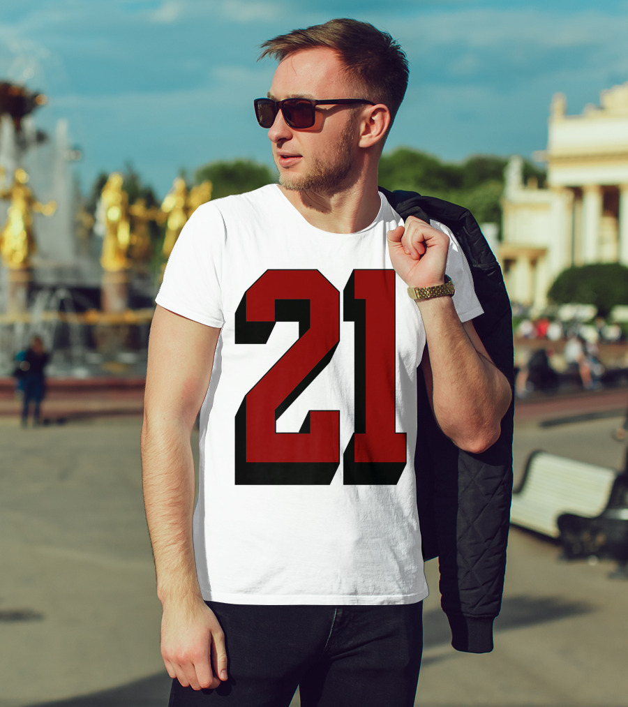 Number 21 Varsity Fan Sports Team White Jersey Premium 21 T-Shirt