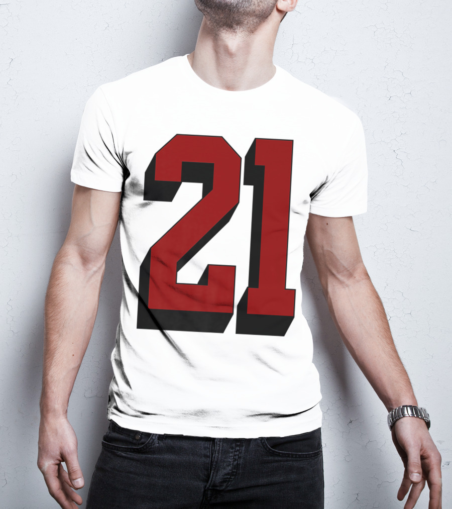 Number 21 Varsity Fan Sports Team White Jersey Premium 21 T-Shirt