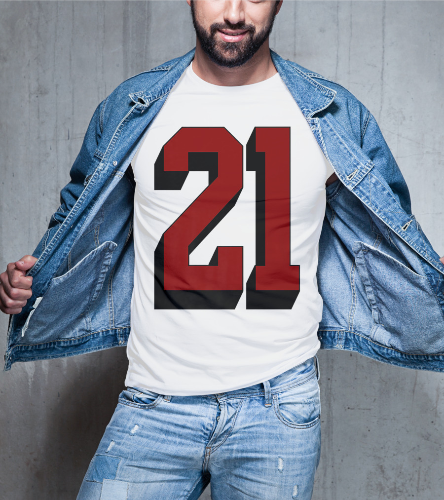 Number 21 Varsity Fan Sports Team White Jersey Premium 21 T-Shirt